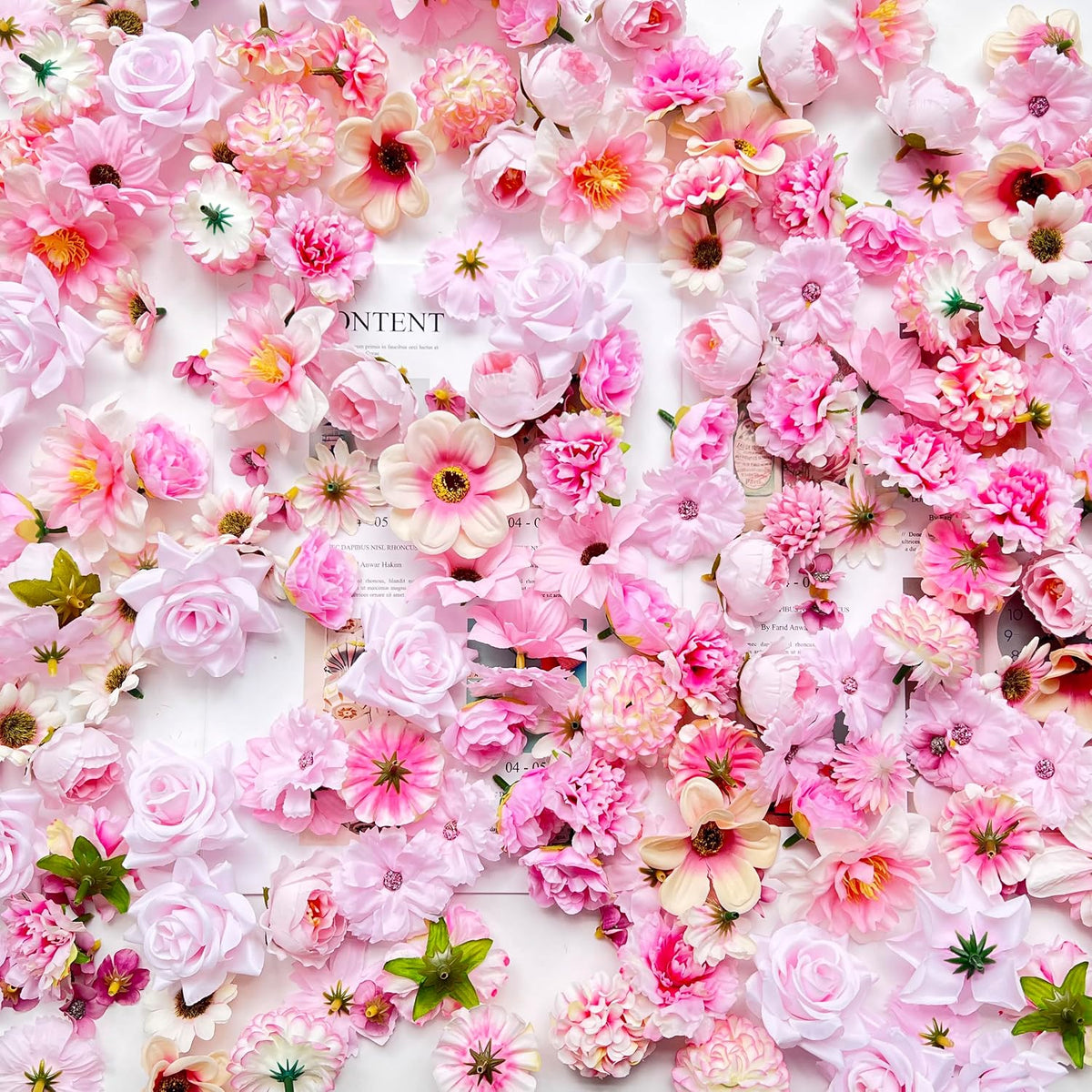 Artificial Pink Flowers Bulk Silk Roses Fake Flowers Heads for Crafts - DIY Home Spring Garden Floral Party Wildflower Garland Hanging Decoration Mini Small Rose Faux Fabric Flowers Heads 3-6cm (Pink)