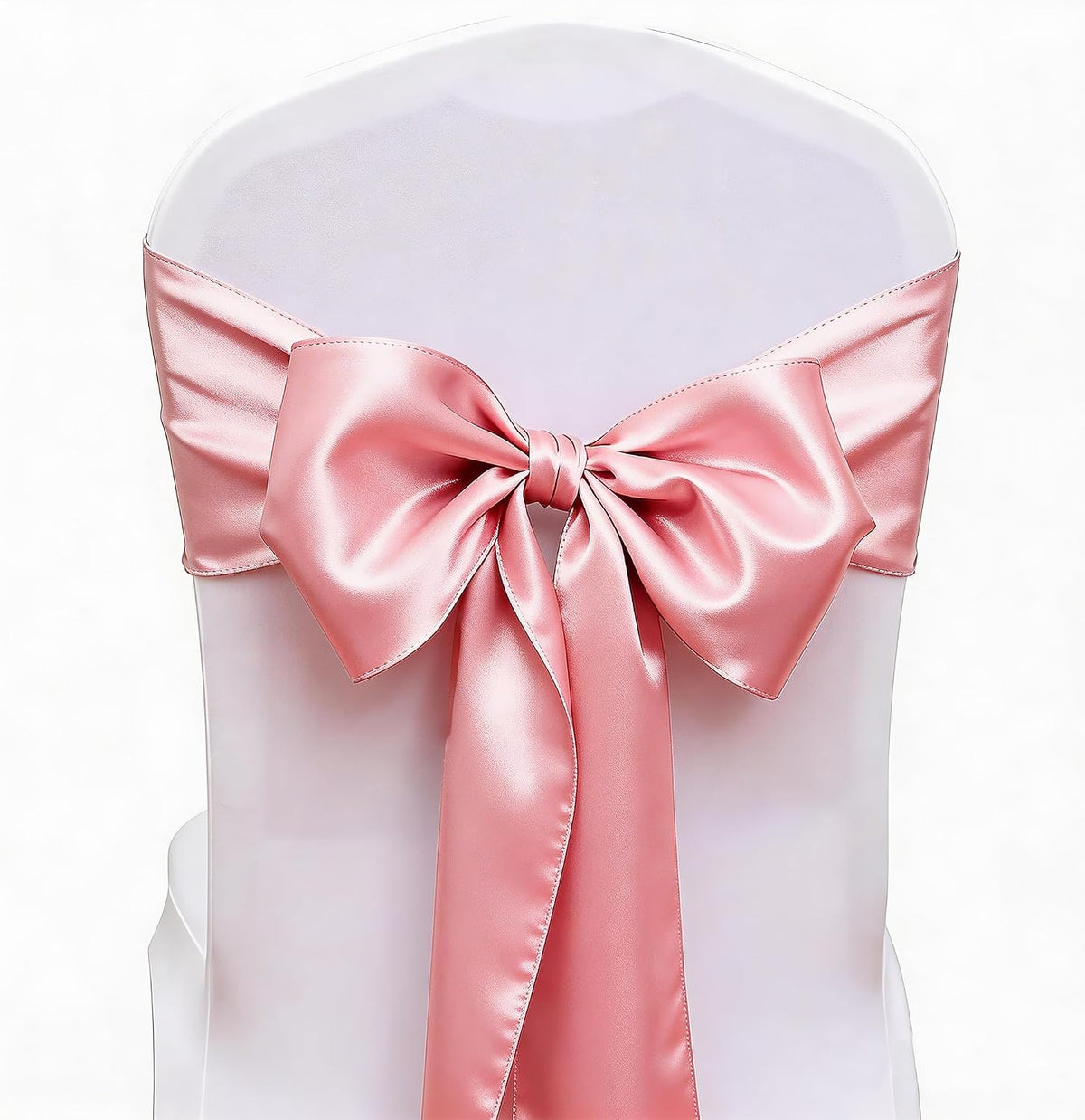 Pack of 50 Satin Dusty Pink Chair Sashes Bows 7 X 108 Inch Universal Chair Ribbons for Wedding Ceremony Party Banquet Restaurant Event Chair Decorations - Dusty Pink Chair Sashes 50 Pack