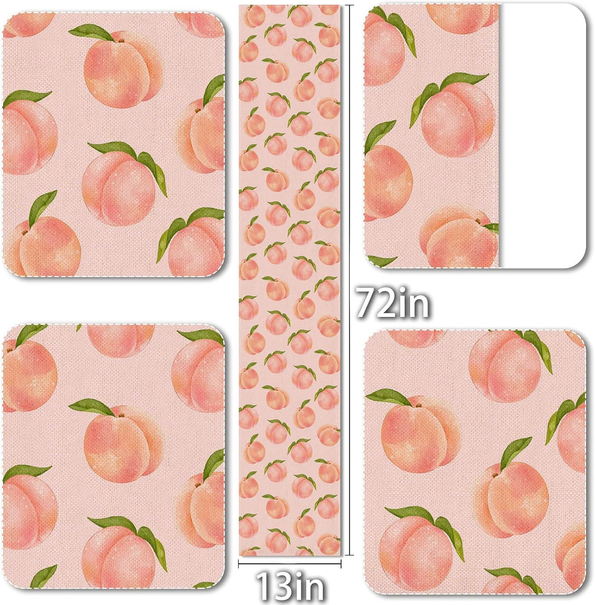 Linen Peach Fruit Table Runner Pink Summer One Sweet Peach Girl Birthday Party Decoration Home Kitchen Dining Room Tablecloth 72inches