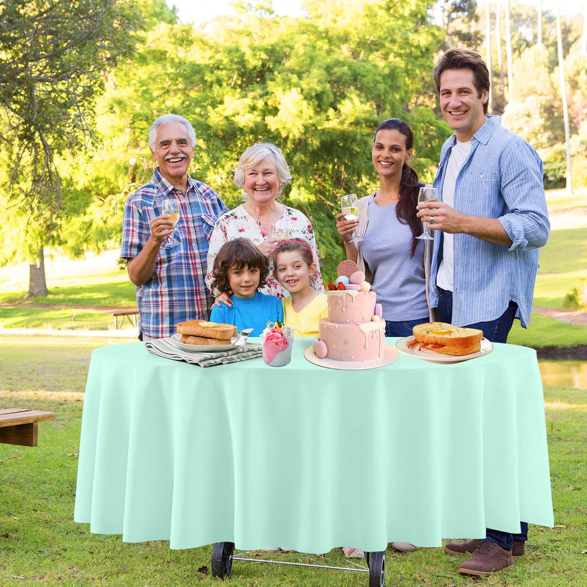 4 Pack Round Pastel Table Cloths for Parties, 84 Inch