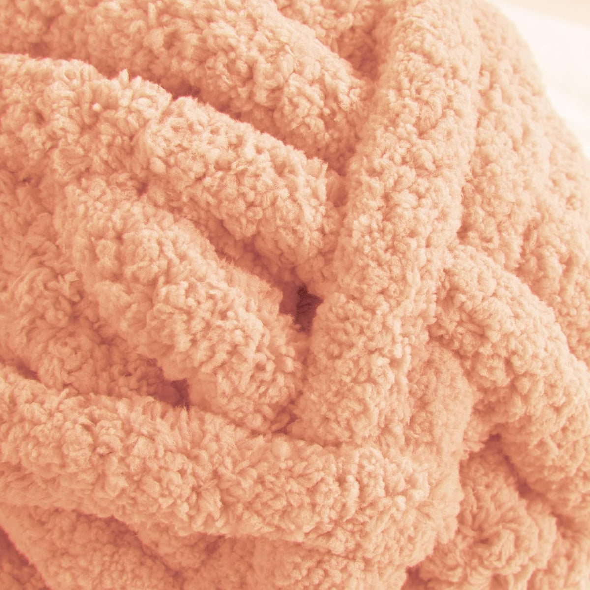 Apricot Pink Chunky Chenille Yarn for Crocheting and Knitting, Super Bulky Thick Fluffy Yarn for Hand Knitting Blanket, Soft Plush Yarn, 8 Jumbo Pack (27 yds, 8 oz Each Skein)