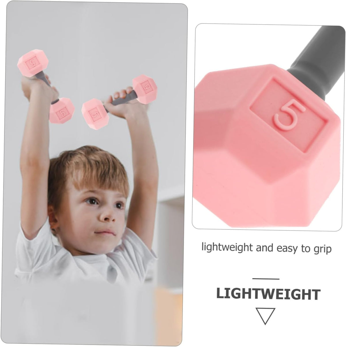 Totority Mini Dumbbells for Kids 2pcs Silicone Hand Weights, 0.4lb Pink Toddler Exercise Toys, Home Gym Equipment, 4.52 * 1.69 * 1.49inch, for Children, Kindergarten Sports