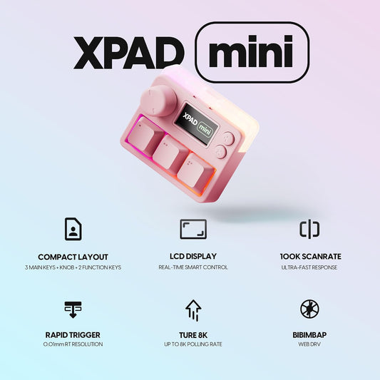 Pulsar Lab XPAD Mini 3-Key OSU Gaming Keypad, Pink