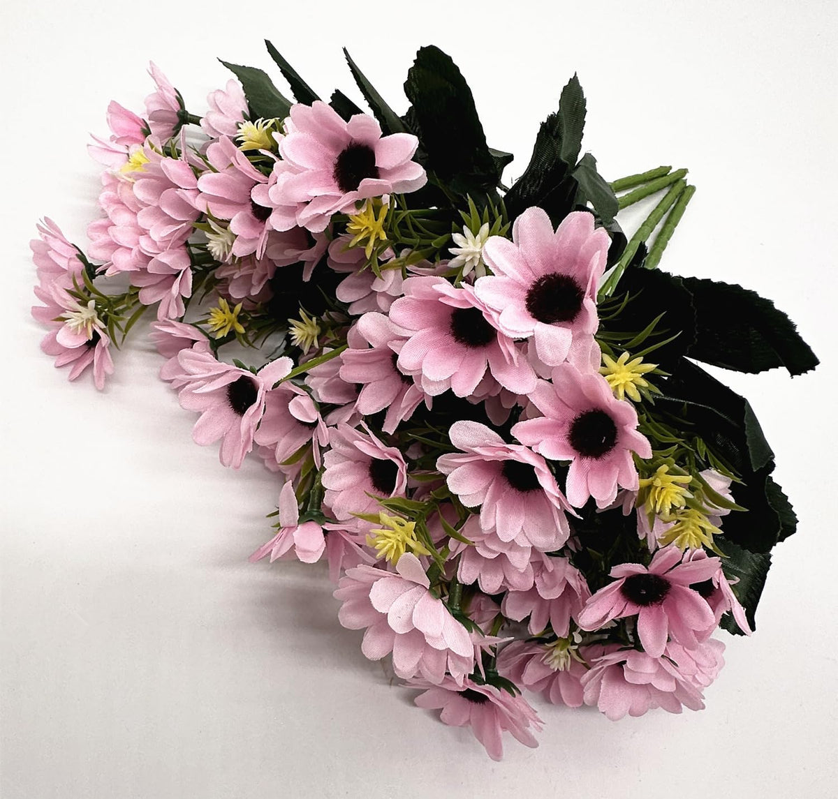Artificial Daisies Flowers, Fake Silk Daisy Small Flower Marguerites Plants Decor 4 Bouquet, Faux Plastic Stems Bushes Greenery Bundles for Indoor Outdoor Verandah Wedding Spring Decorations - Pink