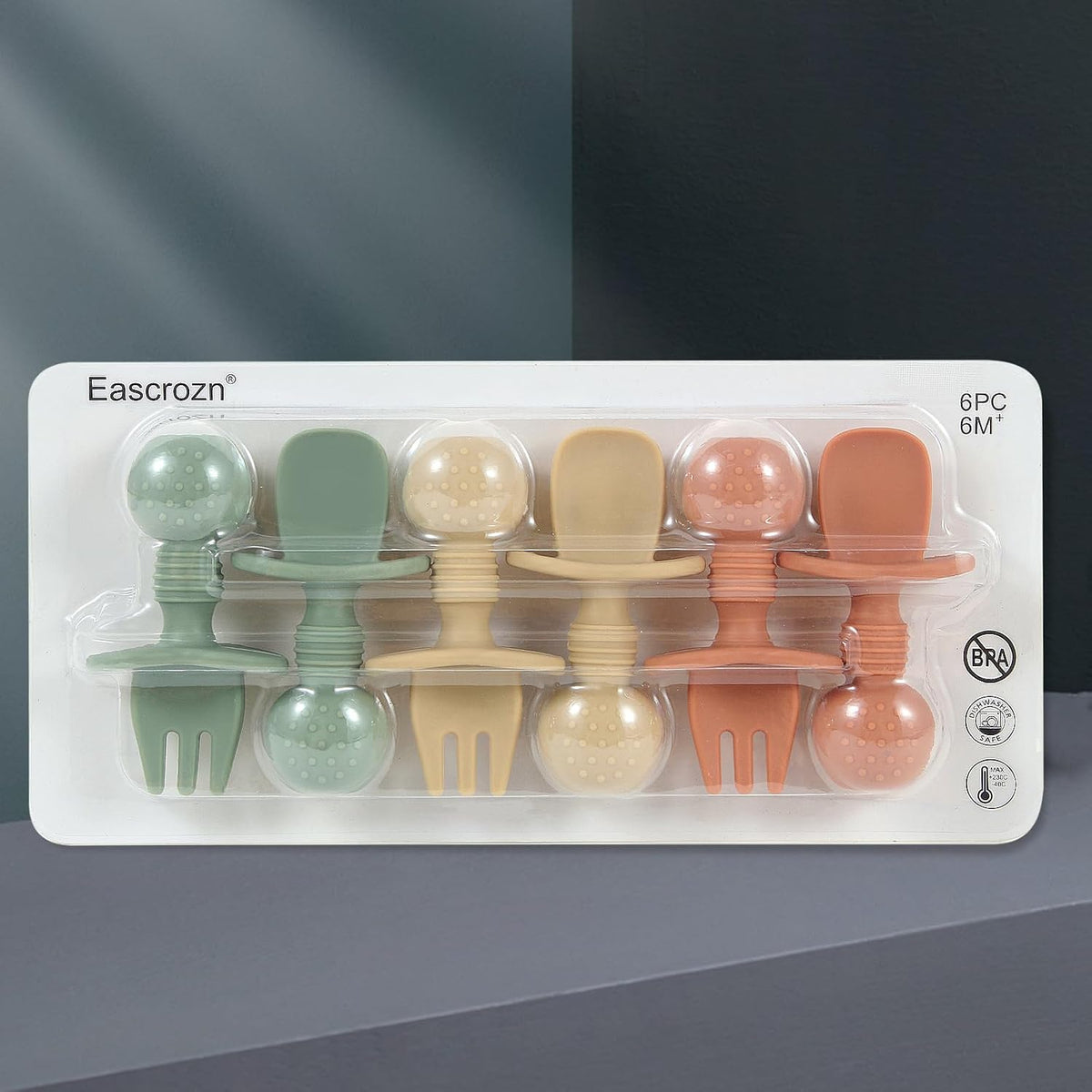 6 Pack Silicone Baby Forks and Spoons Set, BPA Free