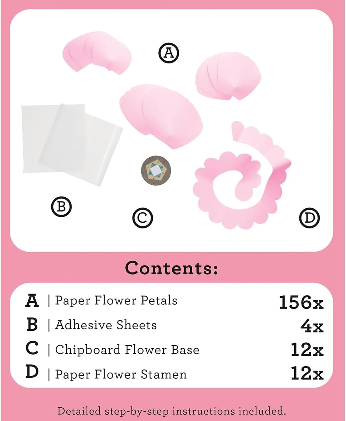Little Crate Paper Flower Kit, Pink, 185pc