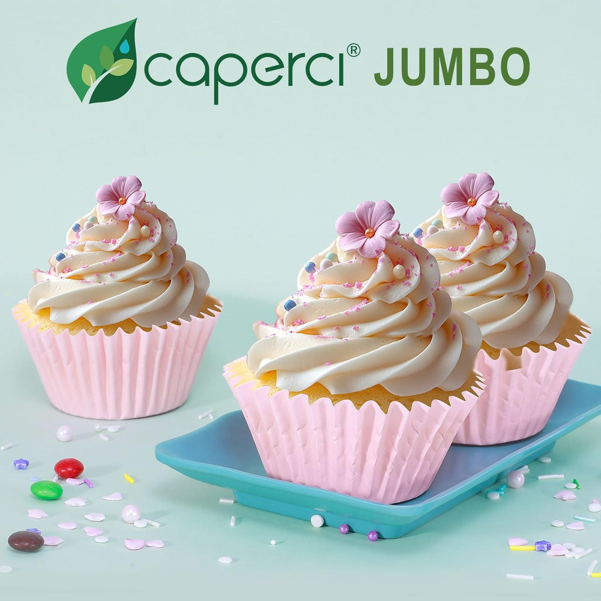 Heavy Duty Jumbo Cupcake Muffin Liners for Baking - Extra Large 100pcs Grease-Resistant Pink Paper Baking Cups, No Muffin Pan Needed, Odorless, Easily Peels (Pink)