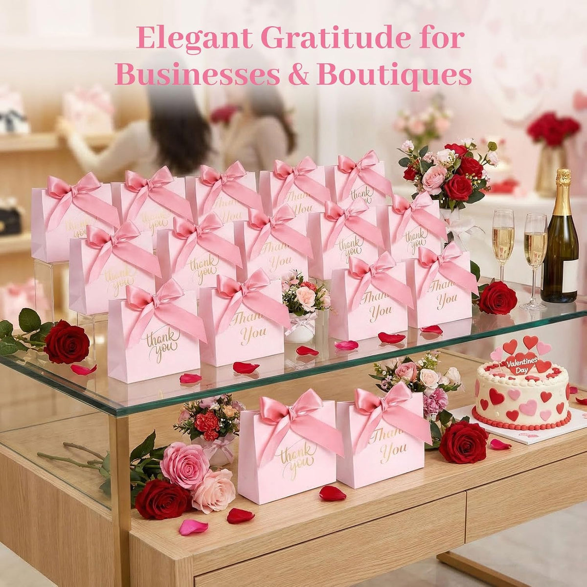 24 PCS Thank You Gift Bags, 4.5x3.9x1.8 Inch Mini Party Favor Bags