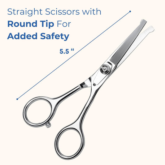 Freshly Bailey Pet Grooming Scissors Set with Round Tips for Dogs & Cats - Professional Grade Shears Safely Cut Through Dog or Cat Hair - Fur Trimming Made Easy - (Set of 2)