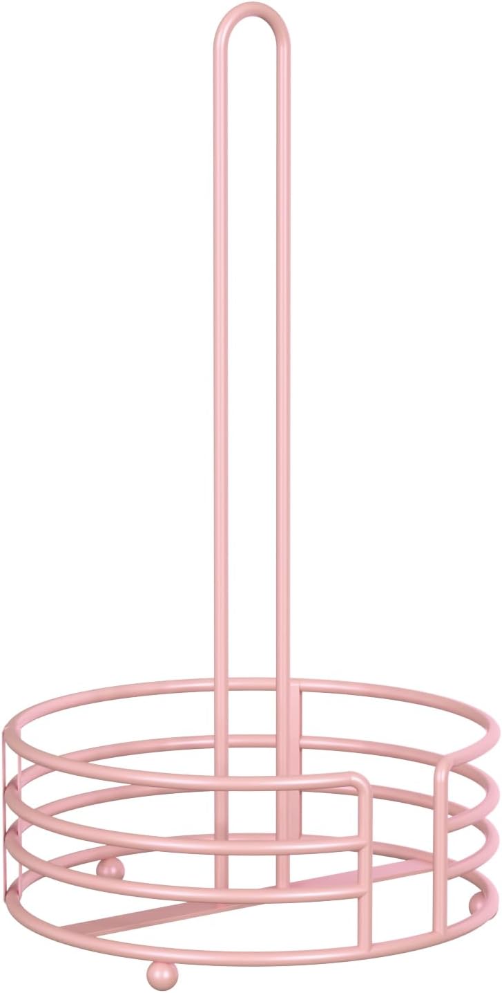 Buruis Metal Paper Towel Holder for Kitchen Countertop, Pastel Pink