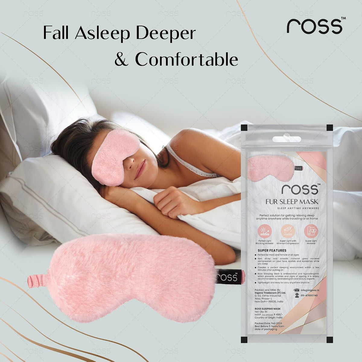 100% Mulberry Silk Faux Fur Sleep Mask Eye Mask, Super Smooth for Blind Fold (Pink - Fur)