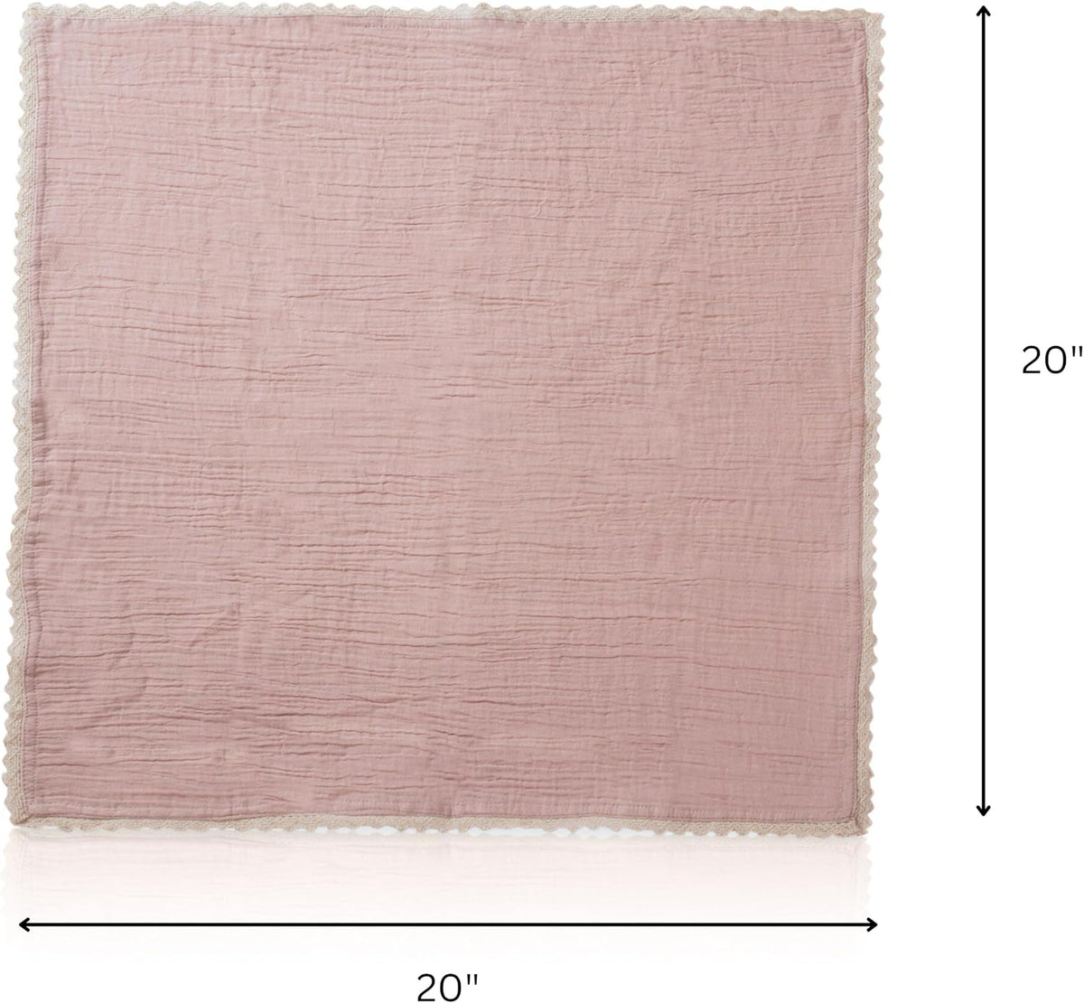 Lace Cloth Napkin, Cotton Gauze, Set of 12, 20x20 in,Peach Wipe