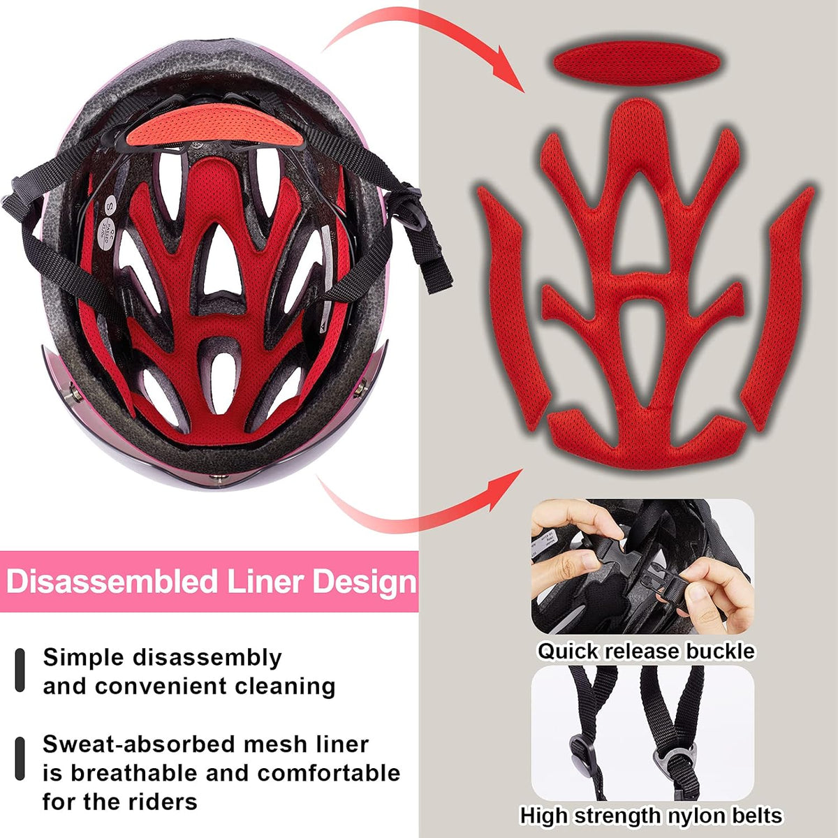 Toddler Bike Helmet, Adjustable Helmet for Kids and Youth with Detachable Magnetic Goggles, Bicycle Cycling Skate Scooter Skateboard Helmet for Boys and Girls
