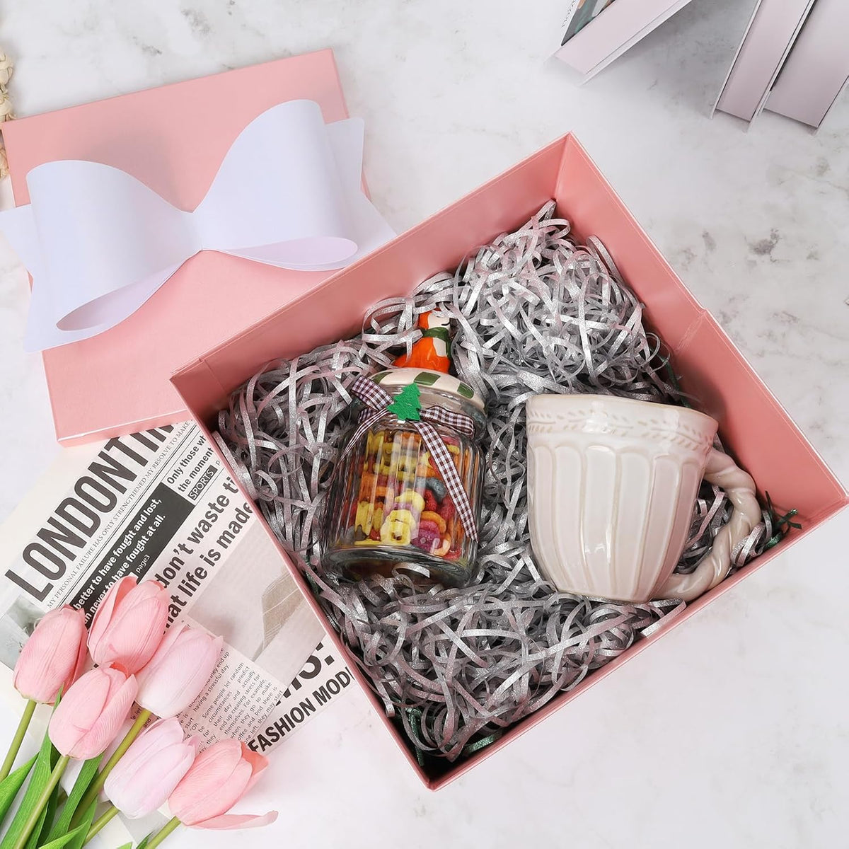 Medium Gift Boxes with Lids for Presents Pink Collapsible Gift Box