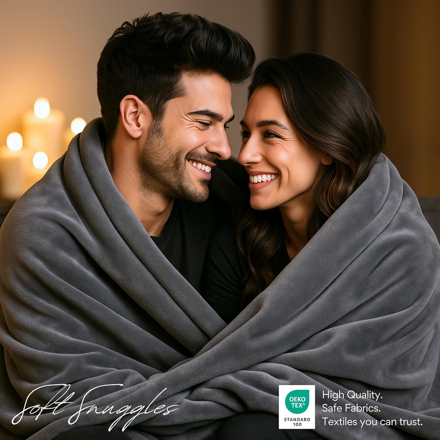 Waterproof Blanket King Size (Gray, 82x82") Absorbent, Leakproof Fleece Plush Throw Blankets, Protector for Bed, Couch - Water Proof and Stain Resistant, Protective Moisture Repellant Top Cover Throws