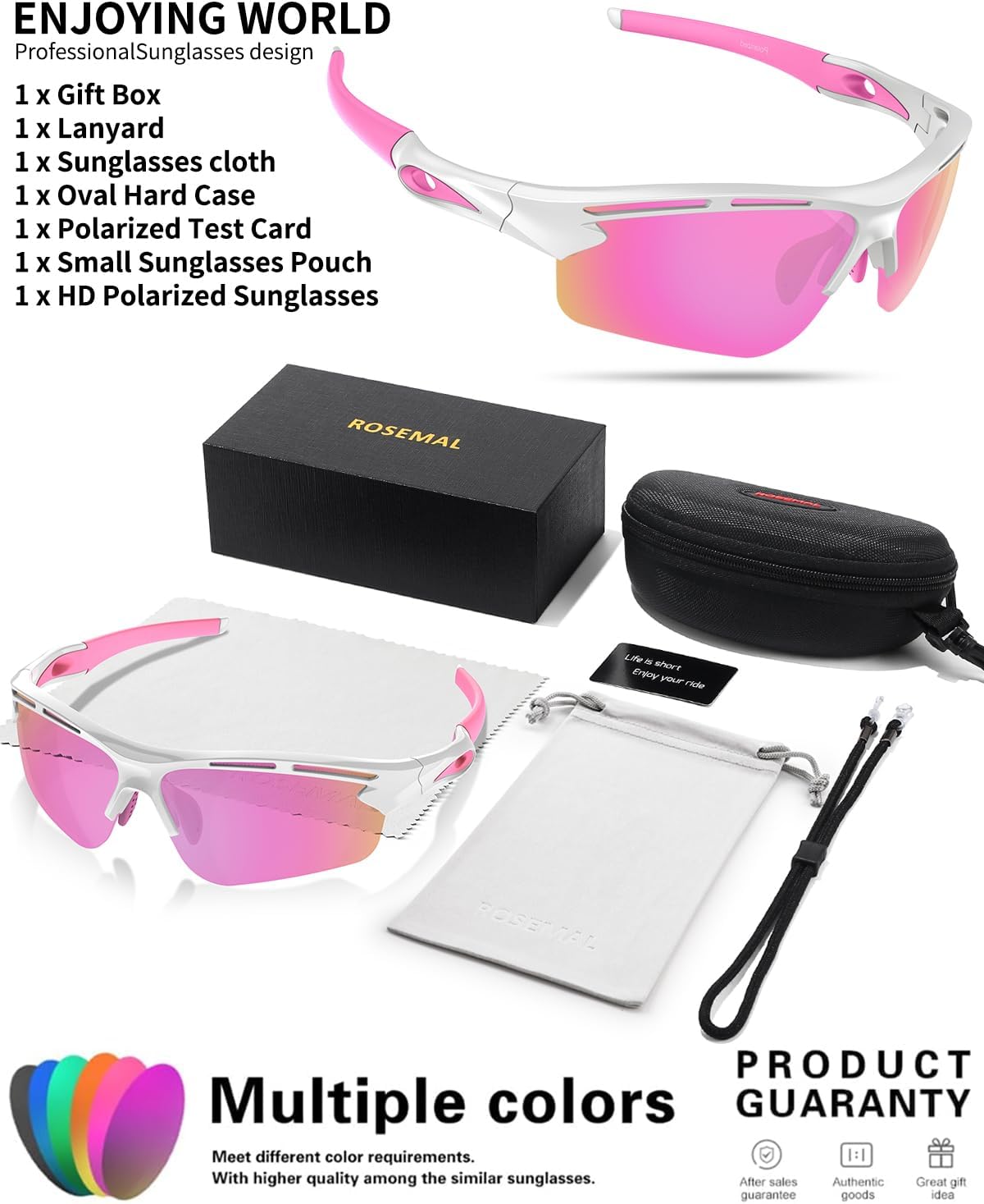 Rosemal Polarized Sunglasses for Men Women Sport Runing Cycling Sun Glasses