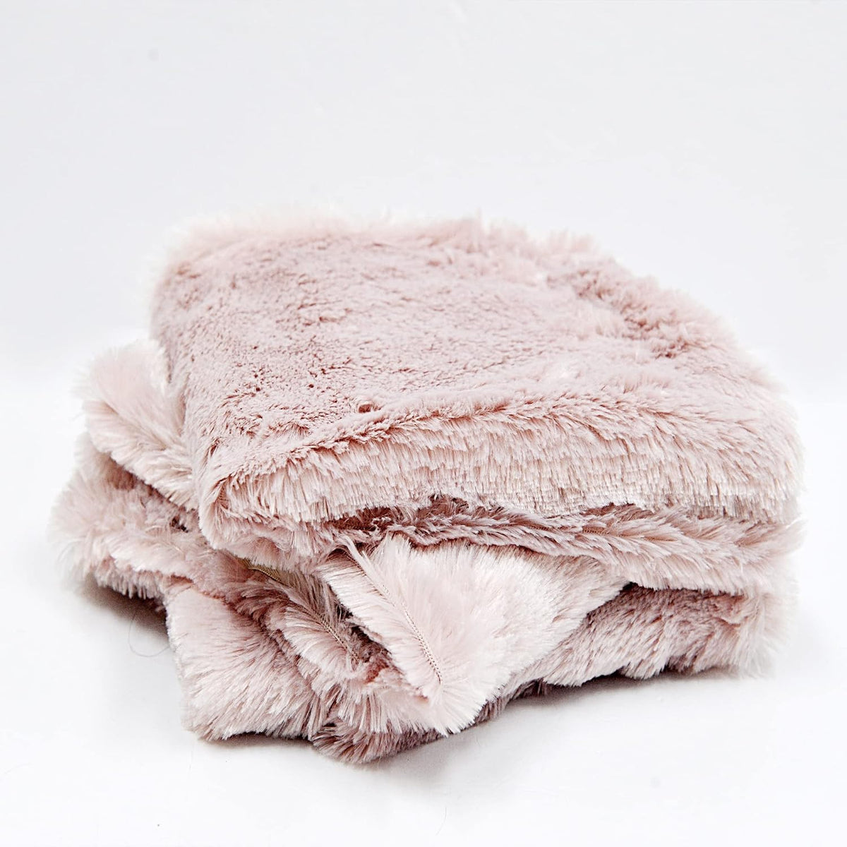 Faux Fur Decorative Square Throw Pillow Covers 20 x 20 Inches Set of 4, Plush Fluffy Fuzzy Soft Luxury Cushion Case Pillowcase for Couch Bed Car Bedroom Living Room, Peach Blush