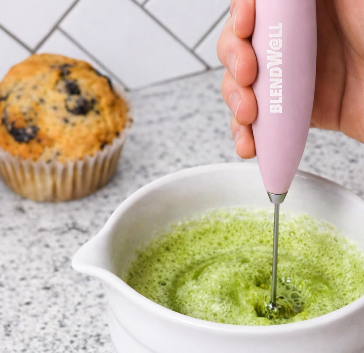 Electric Milk Frother for Matcha and Coffee, Handheld Battery Operated Drink Mixer with Stand, Stainless Steel Whisk, Rose Pink
