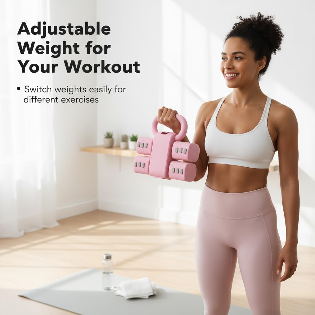 2 in 1 Adjustable Dumbbell Set, 4-Level Weights for Home Gym