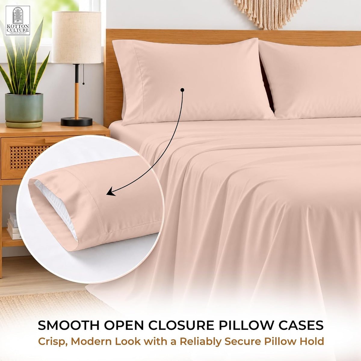 4 Pc Custom Sheet Set – 600 Thread Count 100% Egyptian Cotton – Premium Luxury Bedding, Soft Cooling Sateen Weave, Deep Pocket – Customizable Bed Sheet Set (Desired Dimensions) – Peach