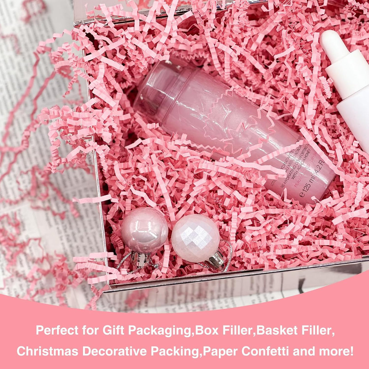 1LB Crinkle Paper Shred Filler for Gift Box On Mother's Day(Pink)
