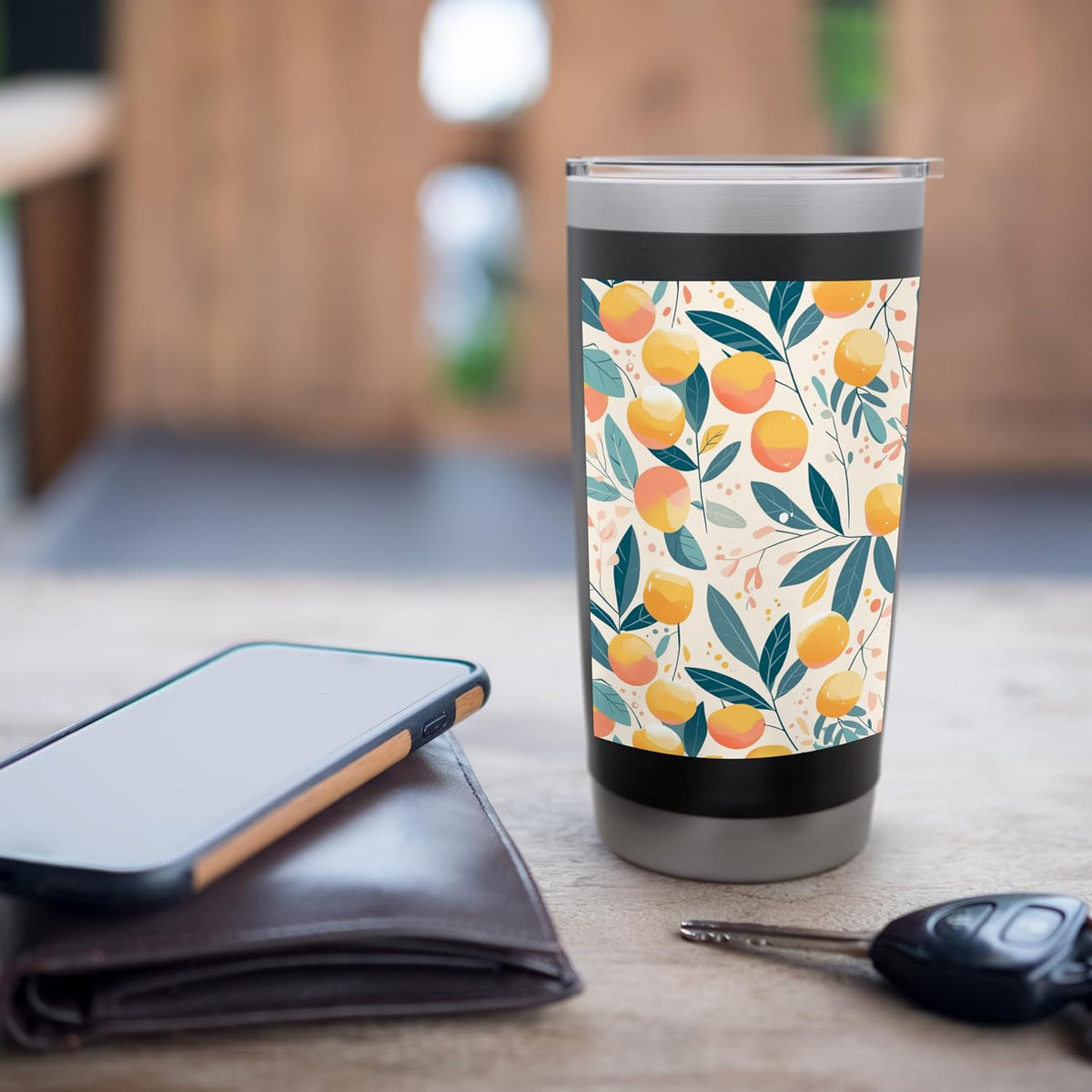 Pattern Art Peach Fruit Minimalist Stainless Steel Insulated Tumbler