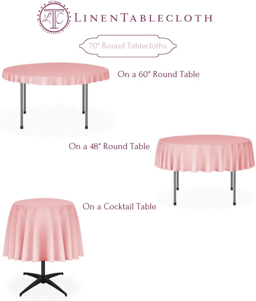 LinenTablecloth 70-Inch Round Polyester Tablecloth Peach
