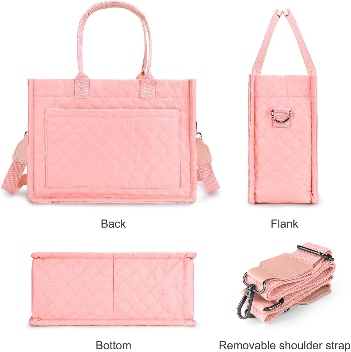 Tote Bag for Women with Pockets Compartments, Crossbody Bag Nylon Tote Shoulder Handbags Casual Work Bags Everything Tote Bag
