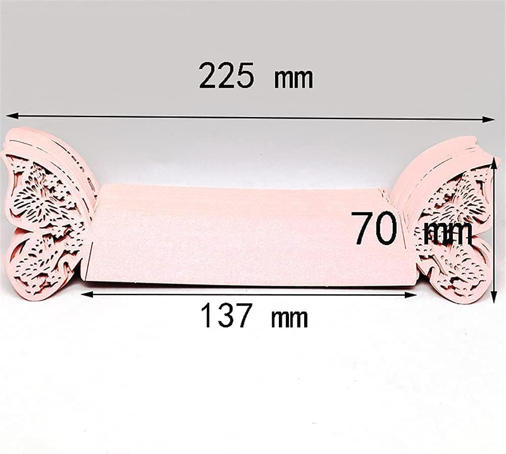 100pcs 3D New Butterfly Paper Napkin Rings Weddings Party Serviette Table Decoration Restaurant (Pink)