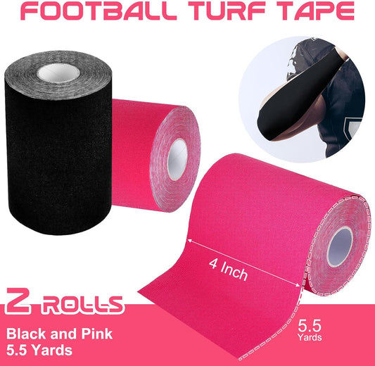 2 Roll Football Turf Tape 33ft Sport Turf Tape, Pink, Black