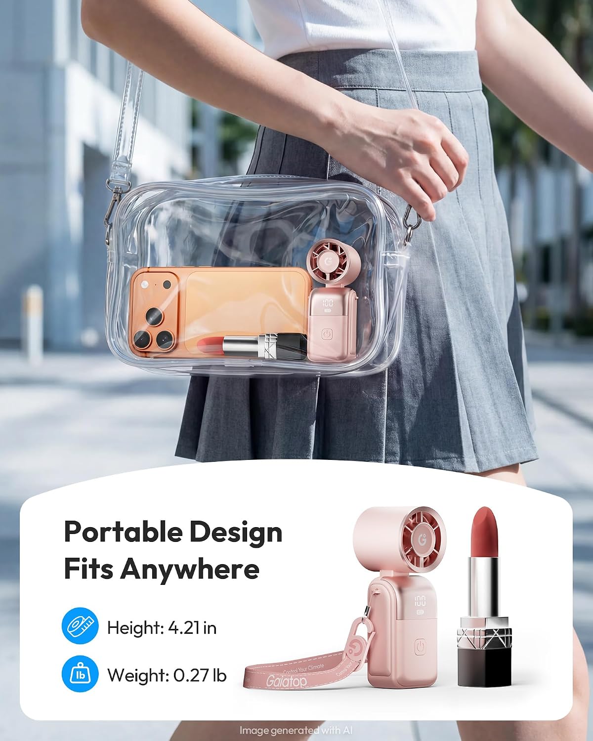 Portable Mini Fan Handheld, 3-in-1 Foldable Pocket Fan, Up to 15H
