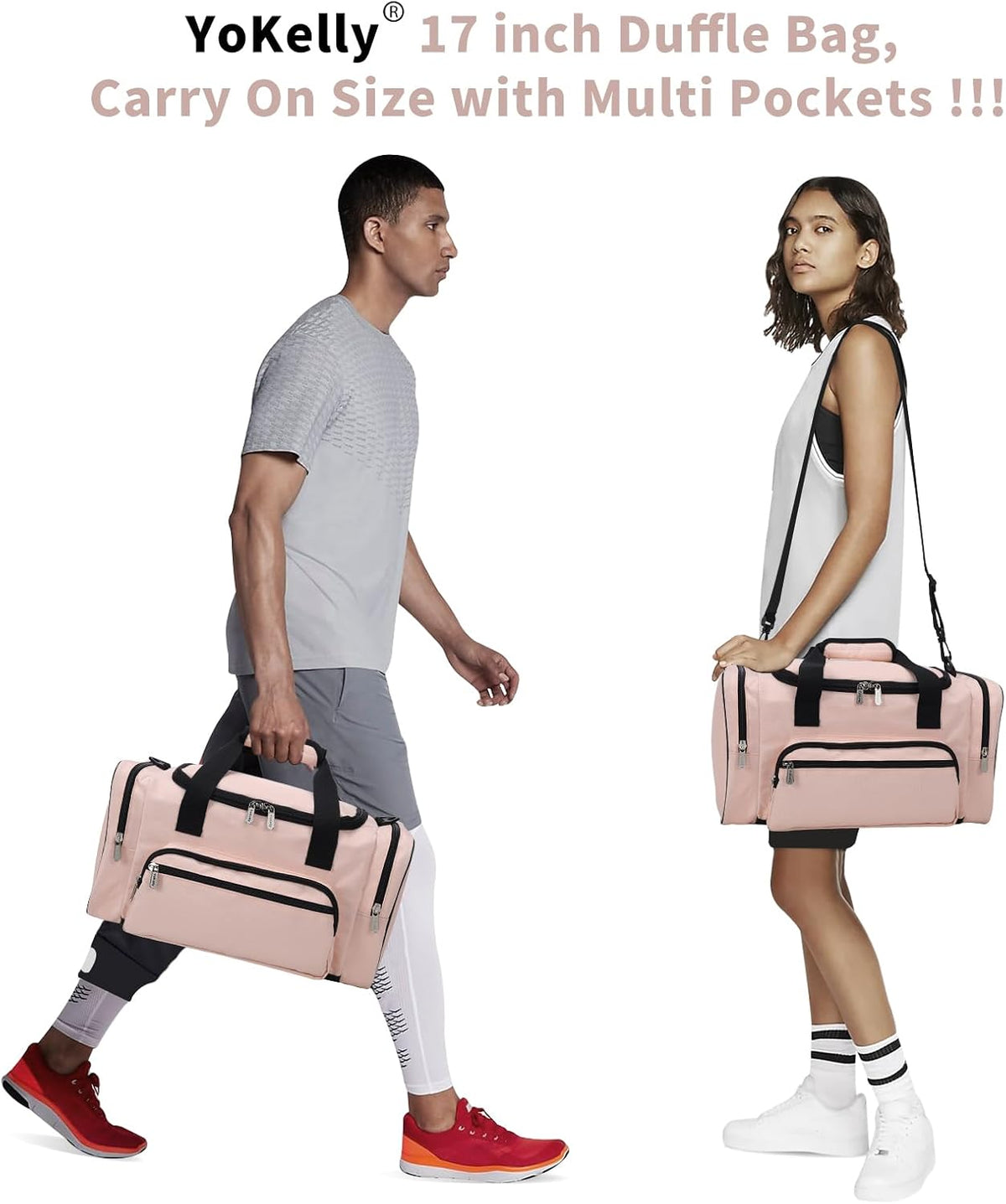 Small Gym Duffle Bag, 17 inch, Pink