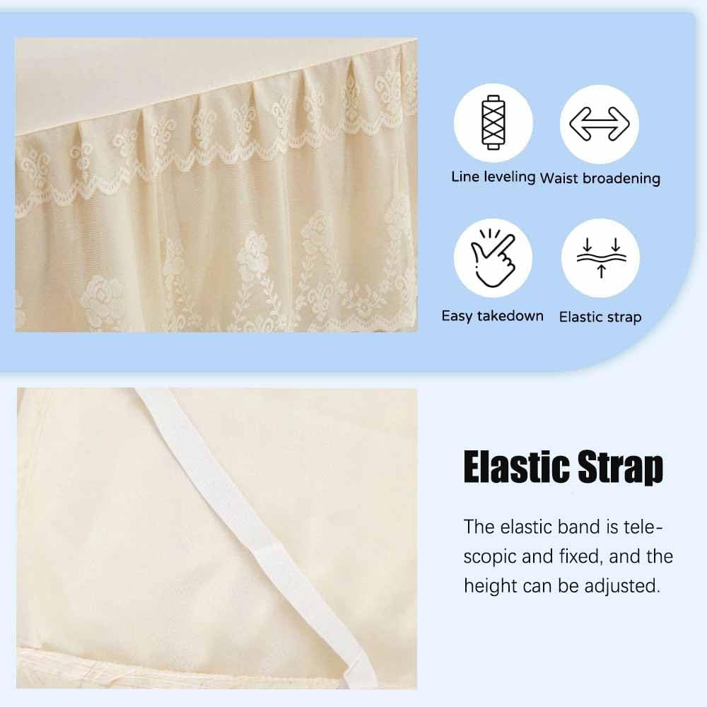Double Lace Bed Skirt for Queen Bed - 17in. Drop, Easy Fit Ruffle Bedskirt Wrap Around Bed Skirt, Anti Wrinkle & Fade Resistant