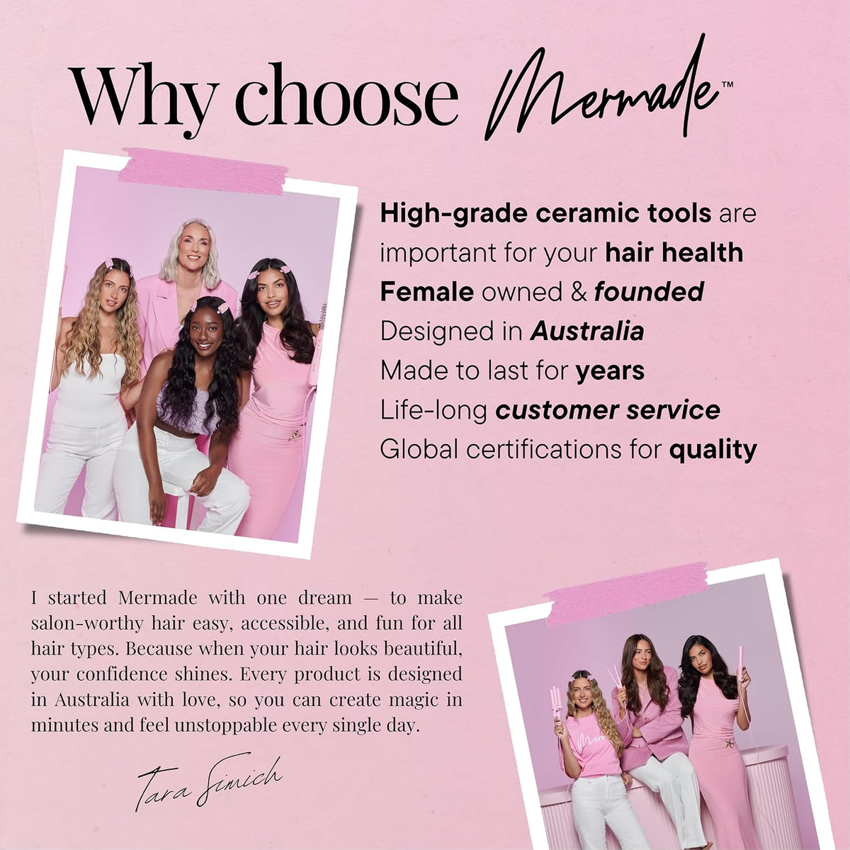 Mermade PRO Hair Waver 1.25" - 3 Barrel Curling Iron 1 1/4 Inch, Ceramic Barrel Waver Tool for Thick, Thin, Long, or Short Hair - 1.25", Pink with Glove