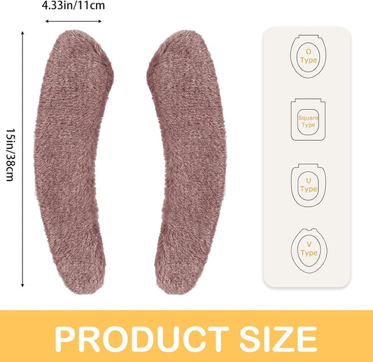Plush Toilet Seat Cover Pads - Washable Warm Cushion, Soft Bathroom Warmer Mat - Universal Self Adhesive Design (Pink)