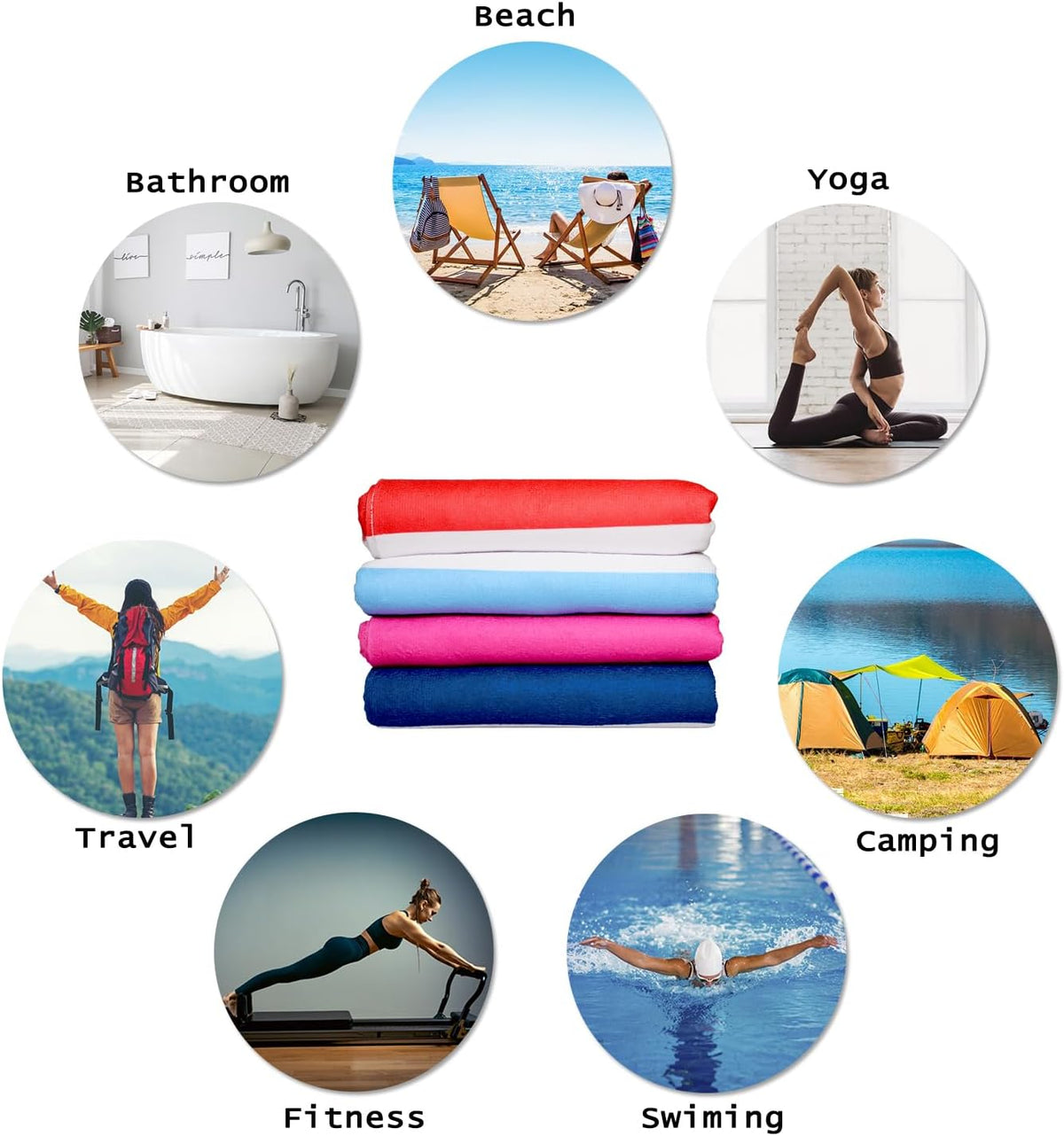 Microfiber Beach Towels Oversized, Quick Drying Bath Towel Stripe Absorbent Bath Towel for, Travel, Summer, Sport, Swimming, Pool, Yoga, Camping, Pink 28” x60”