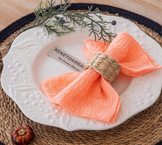 Keketoarrange Cheesecloth Napkins 17x17 Inches Cloth Napkins Reusable for Lunch Dinner Wedding Baby Shower Bridal Shower Party Rustic Boho Decorations Bulk Set of 6 Coral Peach