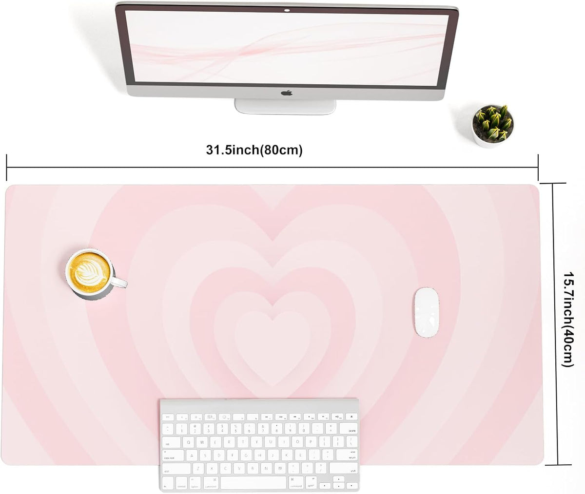 Large Mouse Pad Pink, PU Leather Desk Mat, 31.5" x 11.8"