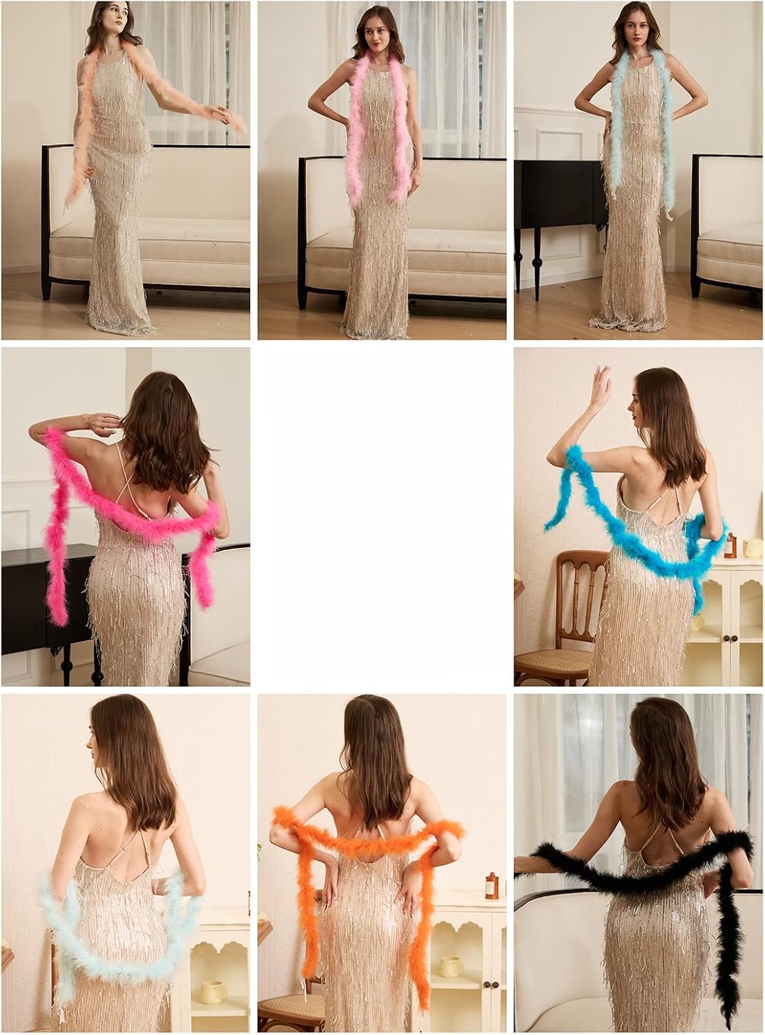 2 Yards 20g Fluffy Marabou Feather Boa for DIY Craft Sewing Trim Home Wedding Party Decoration-Light Pink