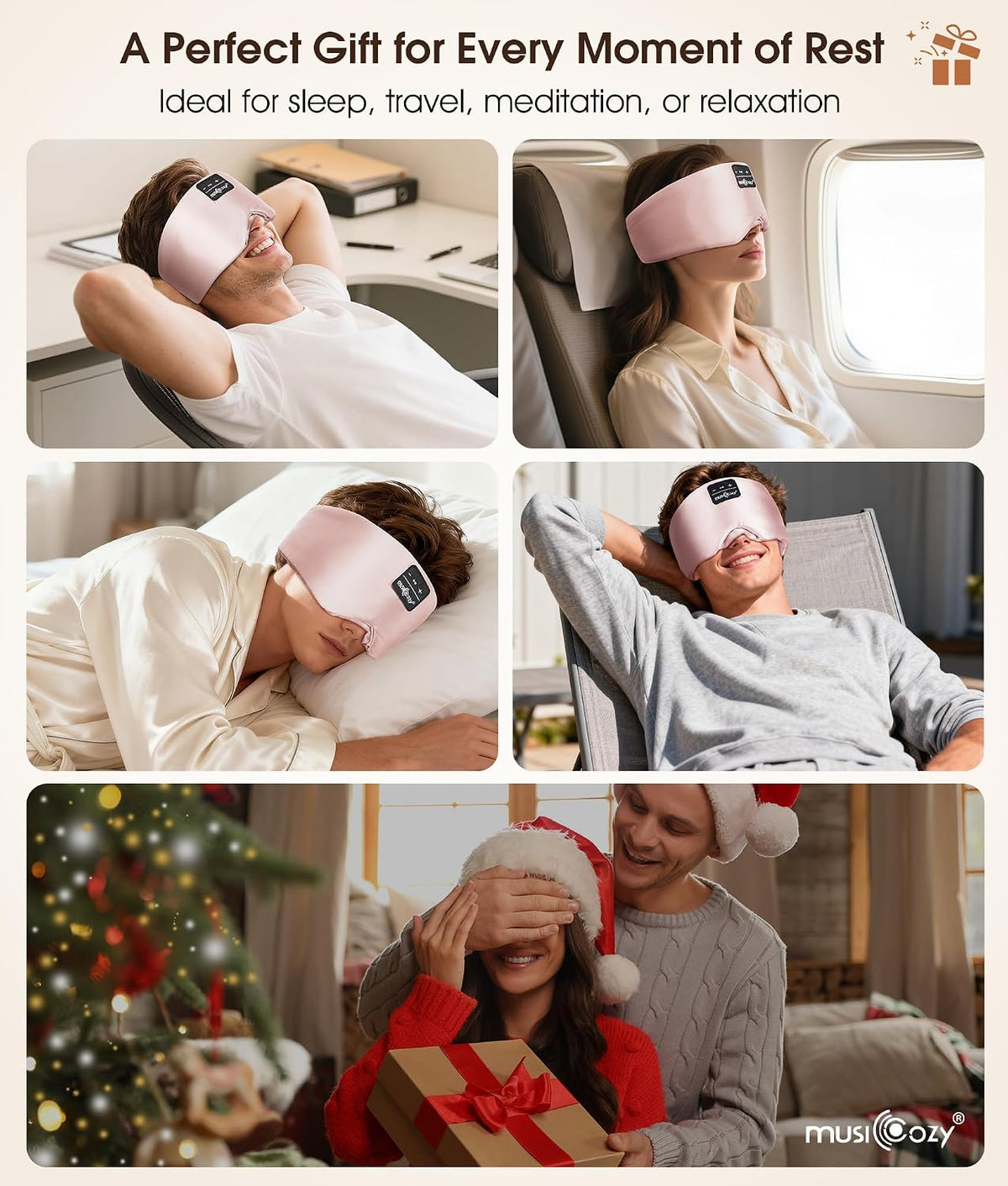 3D Mulberry Silk Bluetooth 5.4 Headphones Sleep Mask