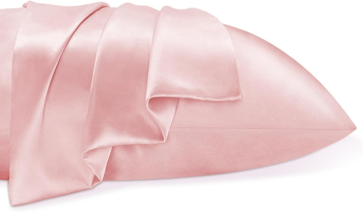 Satin Pillowcases, Standard Size 20x26 Inch, Pink, Set of 2