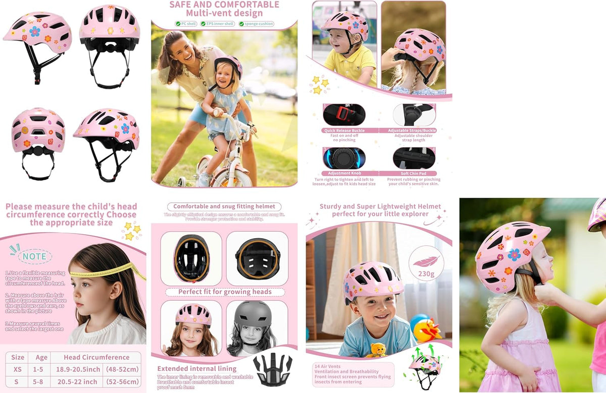 XJD Toddler Helmet Kids Bike Helmet for Infant/Baby, Adjustable for Age 1+