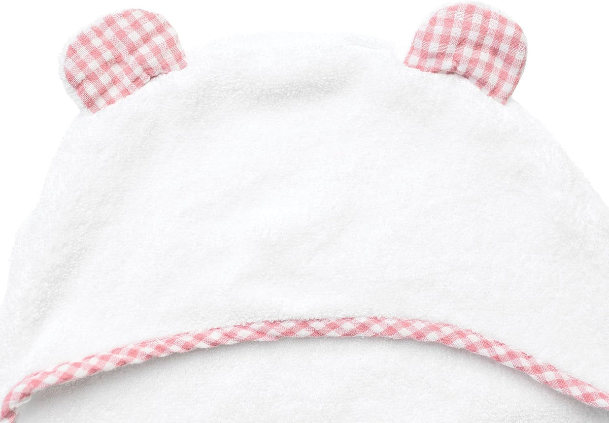 Premium Boutique Baby Towels for Girls - Hooded Girl Towel & Washcloth Set - Organic Viscose Made from Bamboo Baby Towels with Hood - Baby Girl Bath Towels (Pink)