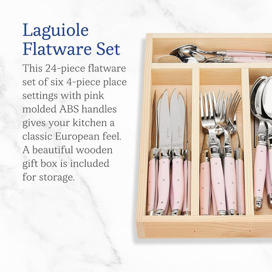 JD07-13152.PINK 24 Piece Flatware Set 24 Piece Flatware Set, Pink