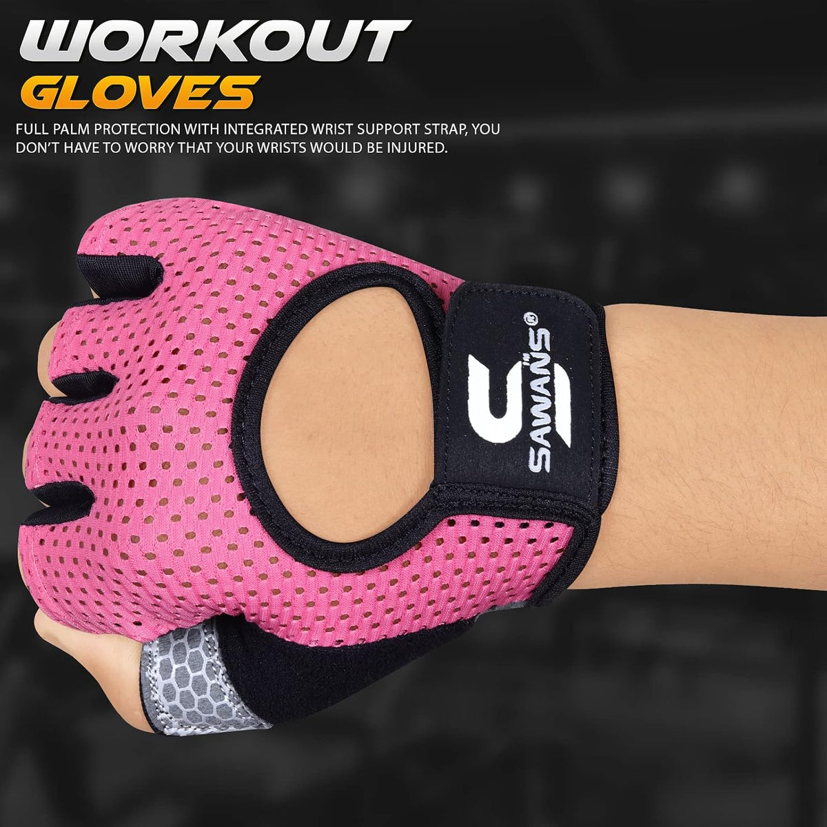 SAWANS Workout Gloves for Men and Women Weight Lifting Gloves Gym Fitness Exercise Cycling Pull ups Microfiber Lightweight Breathable Non-Slip Silicone Padded Palm Grip Protection