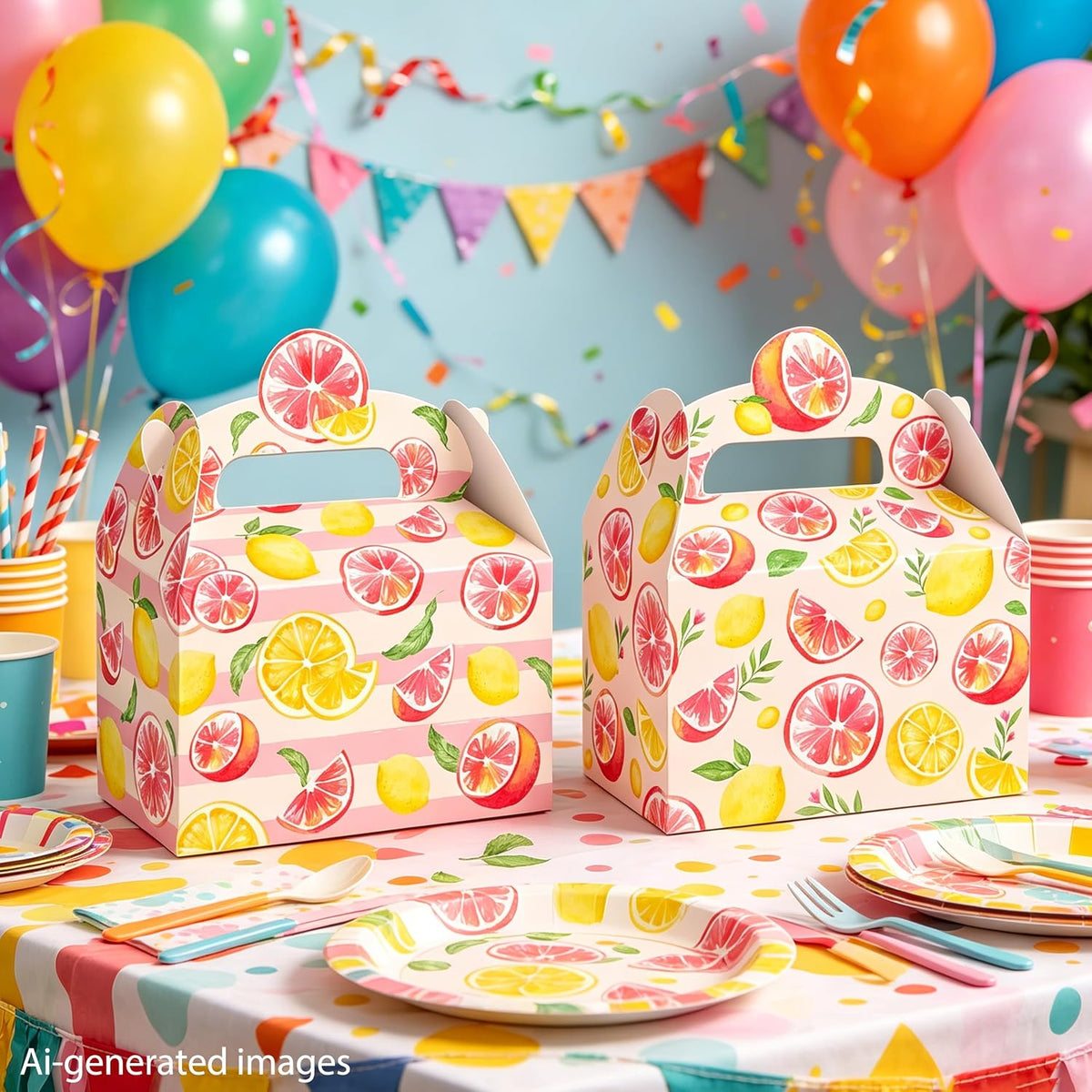 Pink Citrus Lemon Party Favor Boxes Summer Baby Shower Treat Gift Boxes