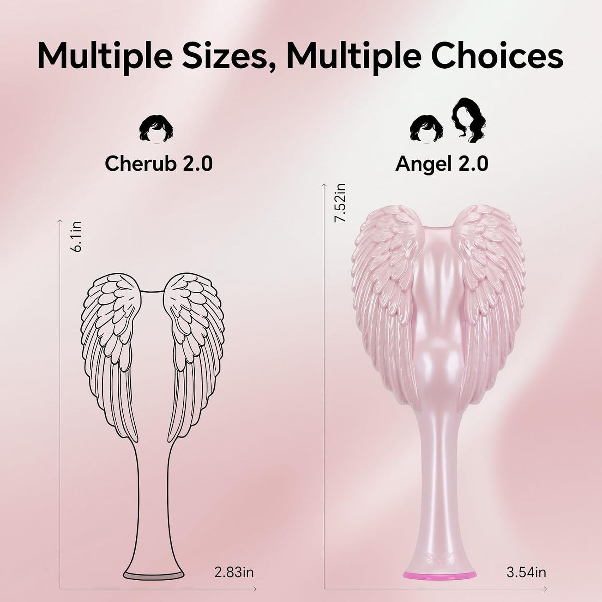 Detangling Hair Brush - Anti Static Angel Wing Hair Brush with Soft & Flexible Bristle for Straight & Wavy Hair, Women Detangler Brushes for Dry & Wet Hair, Gloss Pink