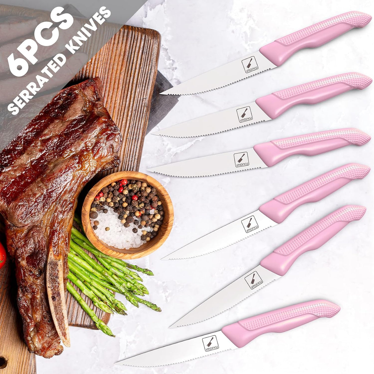 14-Piece Kitchen Knife Set, High-Carbon Stainless Steel,Pink