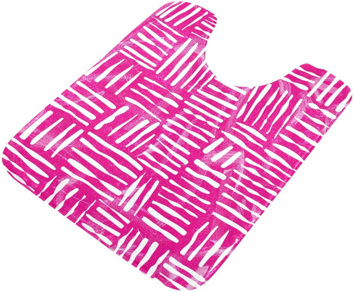 Abstract Pink Stripe Absorbent Bathroom Rug, 24''x16'' Extra Soft Thick Plush Bath Mat, Non-Slip Shaggy Bath Rug for Tub, Shower and Bath, Machine Washable