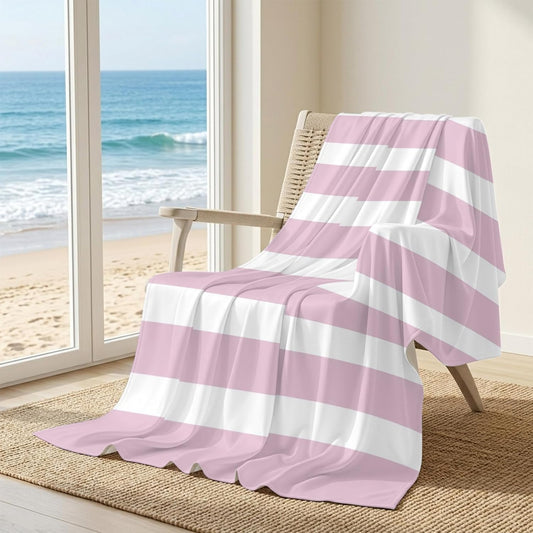 Cooling Blanket for Hot Sleepers, Modern Striped Lines Lightweight Cold Summer Blanket for Night Sweats, Pink and White Breathable Soft Cool Blankets for Couch,Sofa Office 40x60in